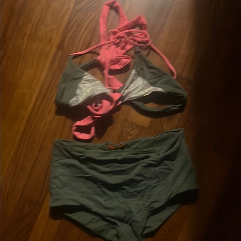 Green and Pink Bikini Set